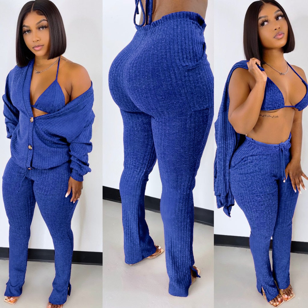 Knitted 3 Piece Pants Set