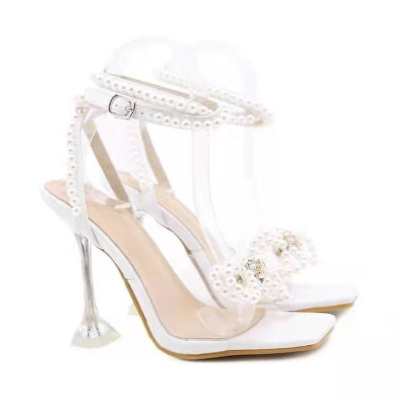 Pearl Bow Strap Sandals