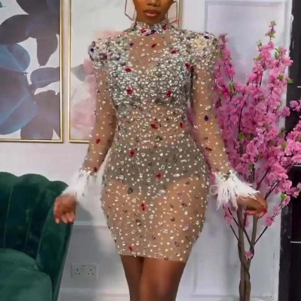 Crystal Feather Luxury Dress