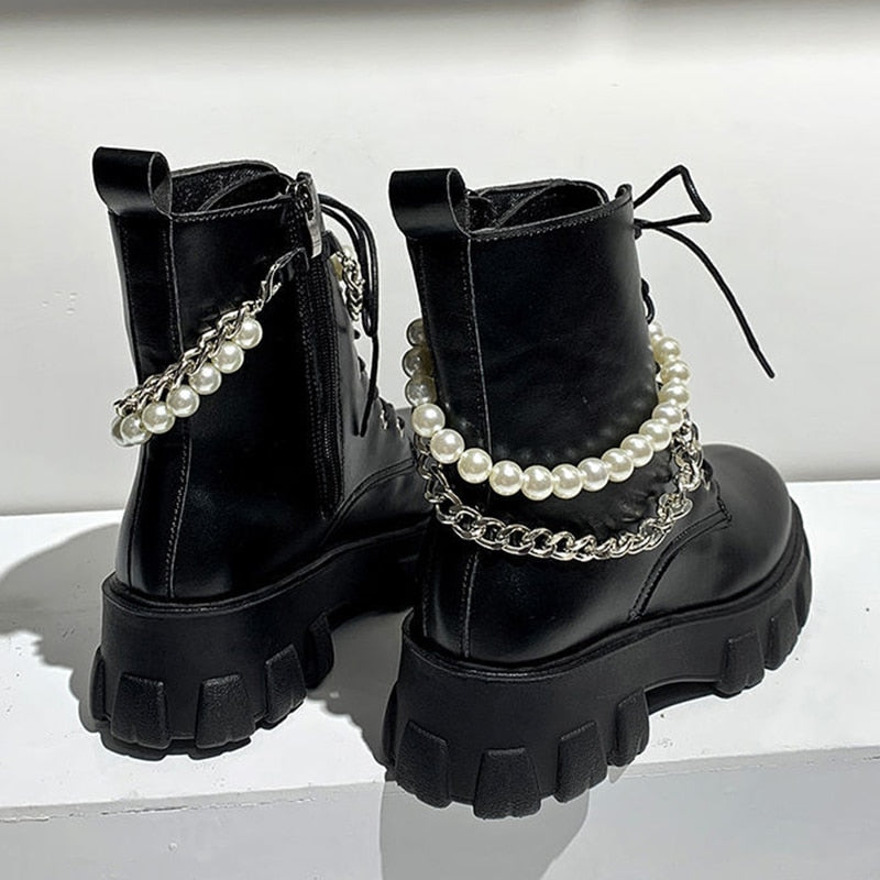 Black Pearl Zipper Boots