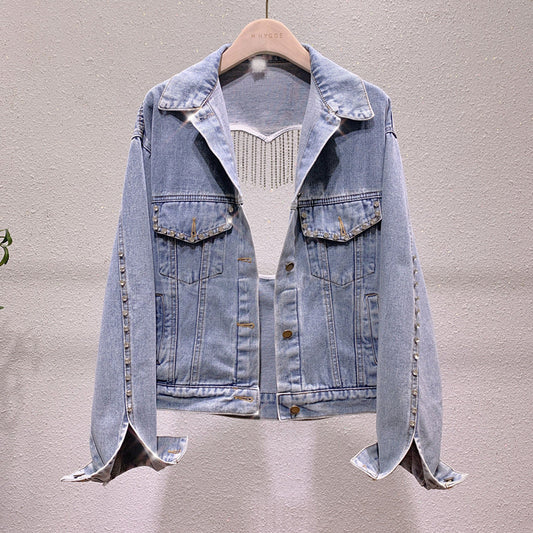 Heavy Industry Rhinestone Heart Denim Jacket