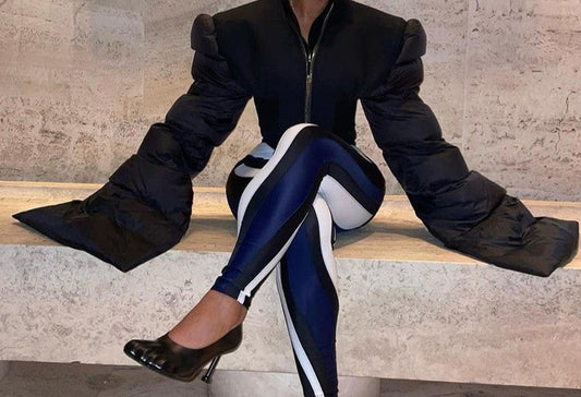 Extra Long Sleeve Cropped Puffer Jacket