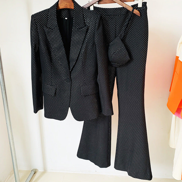 3 Pcs Bling Blazer Suit Set