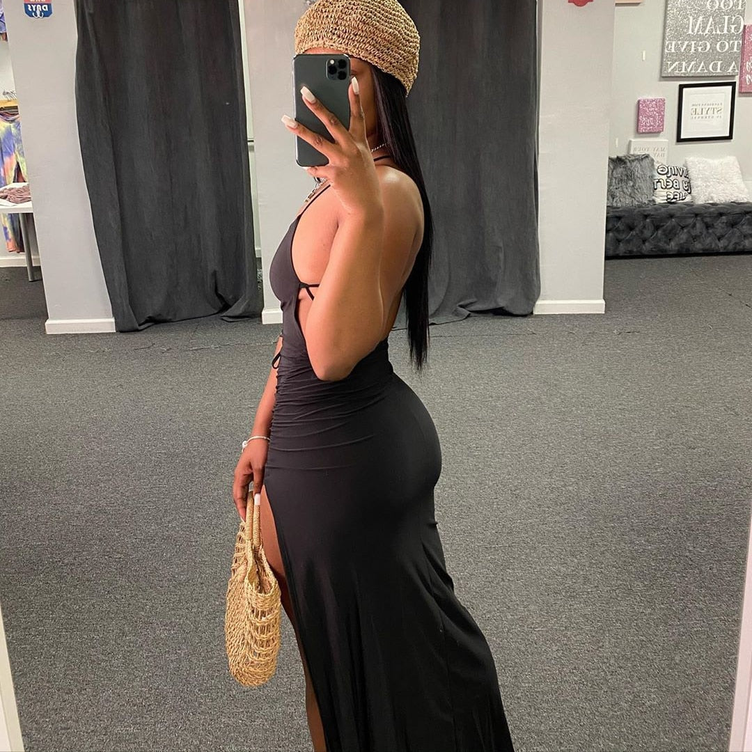 Backless High Split Maxi Dress