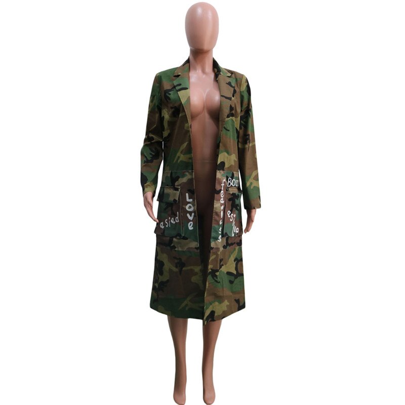 Camouflage Thoughts Trench Coat