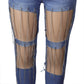 Diamond Chain Tassel Denim Pants