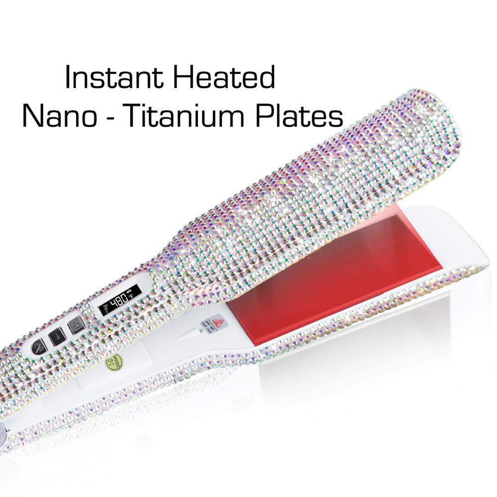 Rhinestone Flat Iron Titanium Hair Straightener 2 Inch Plate