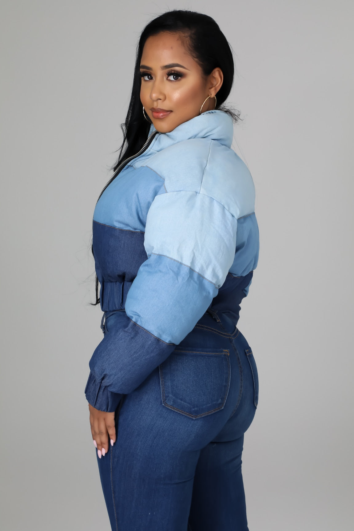 Denim Puffer Coat