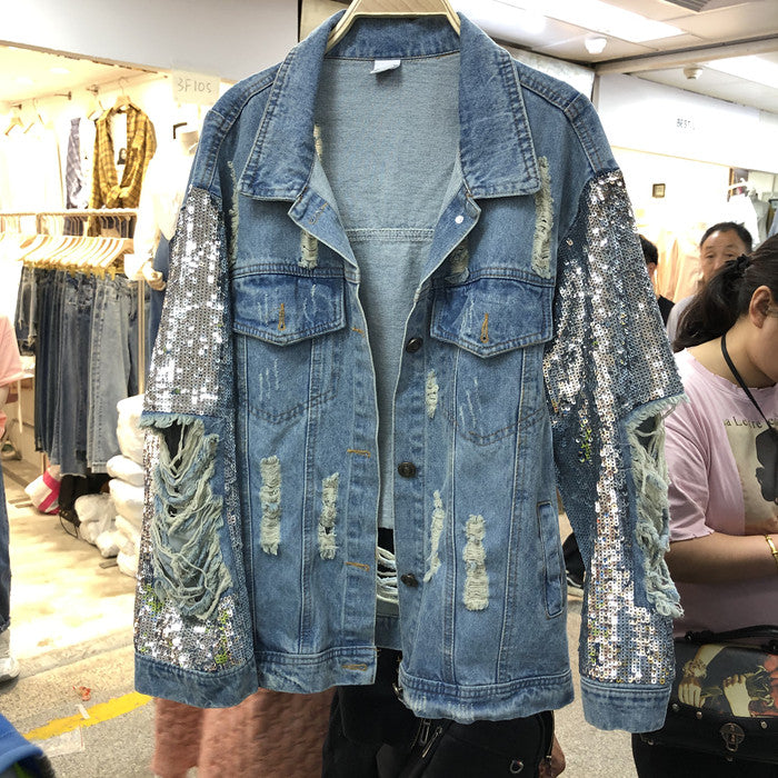 Heavy Sequin Denim Coat