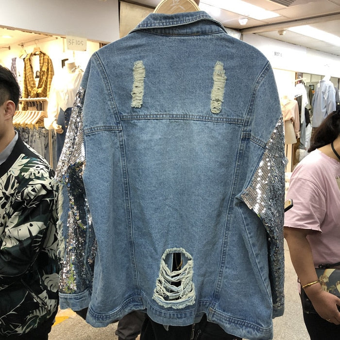 Heavy Sequin Denim Coat