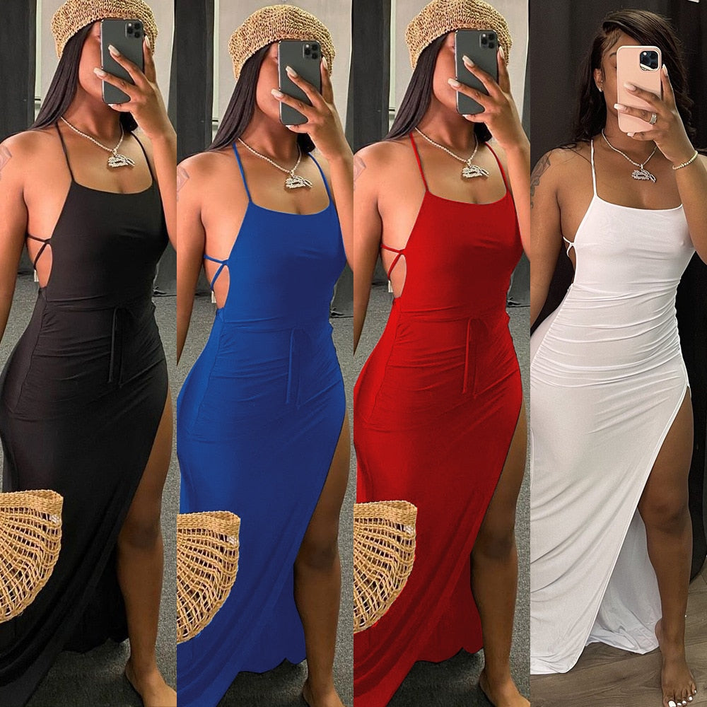 Backless High Split Maxi Dress