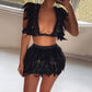 Real Feather 2 Piece Outfit