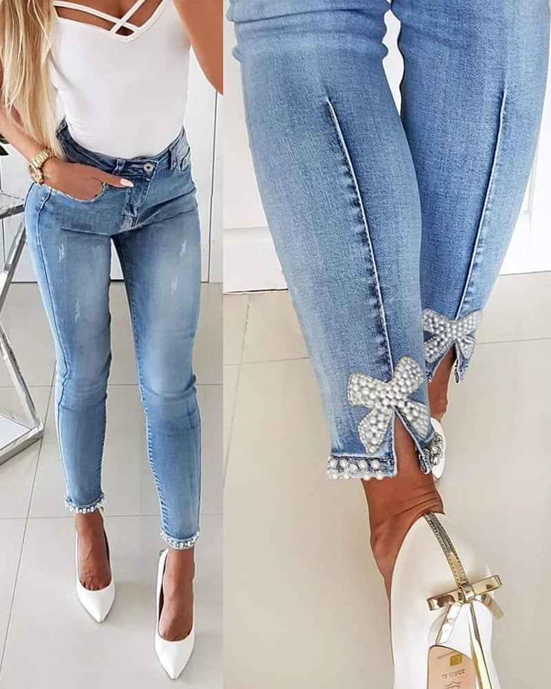 Diamond Bow Slim Jeans