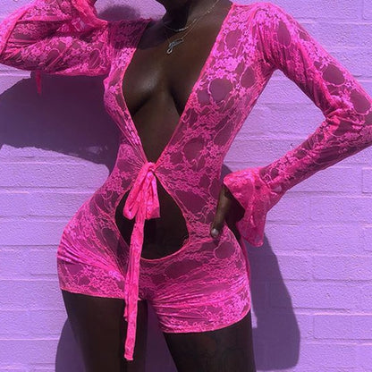 Lace Up Bodycon Romper