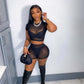 Black Sheer Mesh 2 Pcs Set