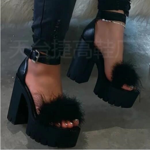 Furry Platform Sandals