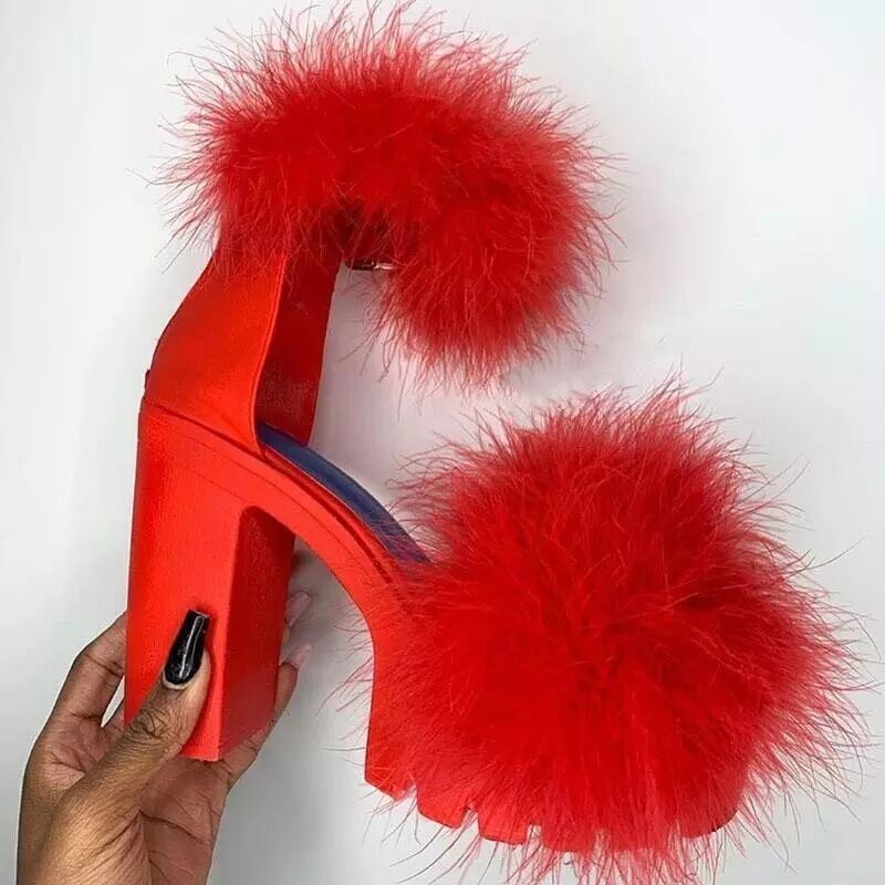 Furry Platform Sandals