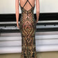 Long Deep V Neck Sequin Dress