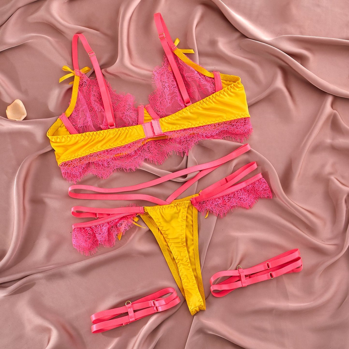 Pink Lemonade 3 Piece Lace Bra Set