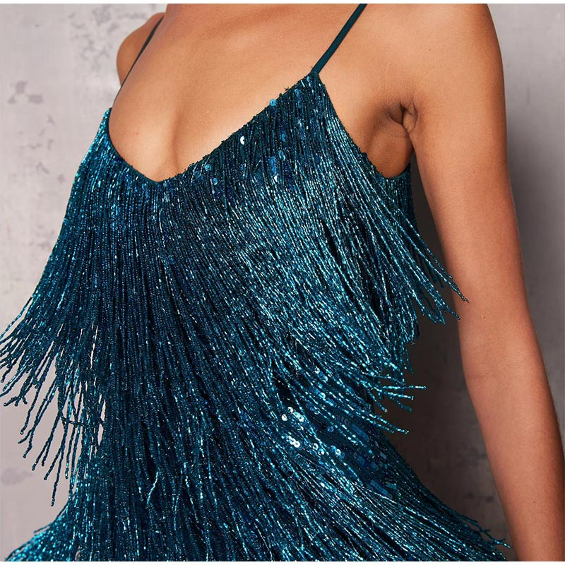 Fringed Sequin Feather Dress