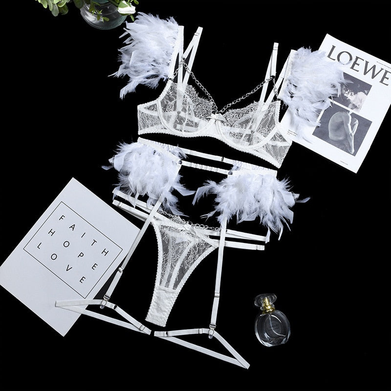 Exotic Feather Lingerie Set