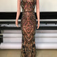 Long Deep V Neck Sequin Dress