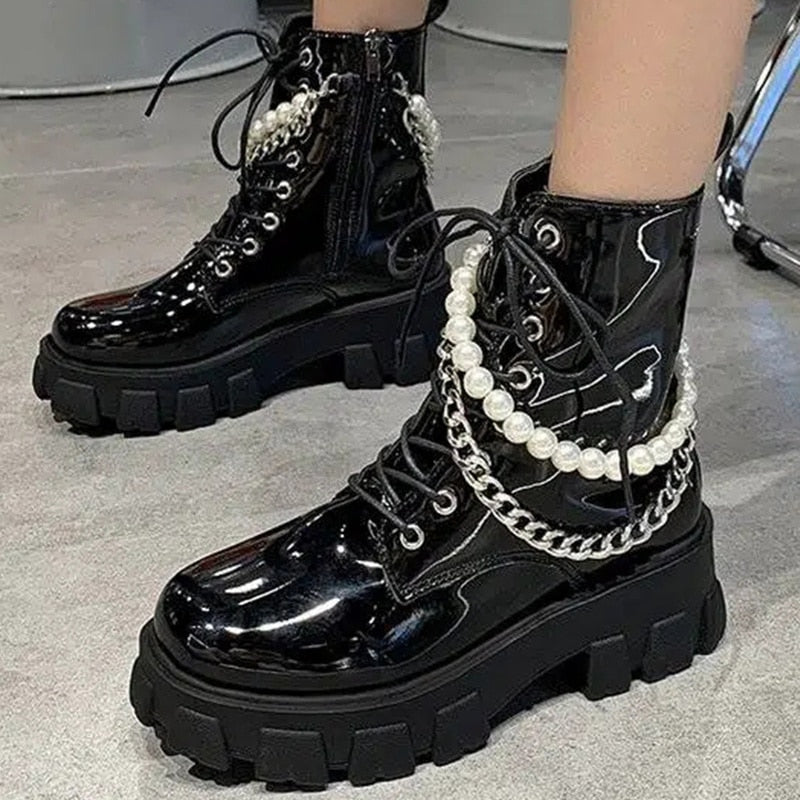 Black Pearl Zipper Boots