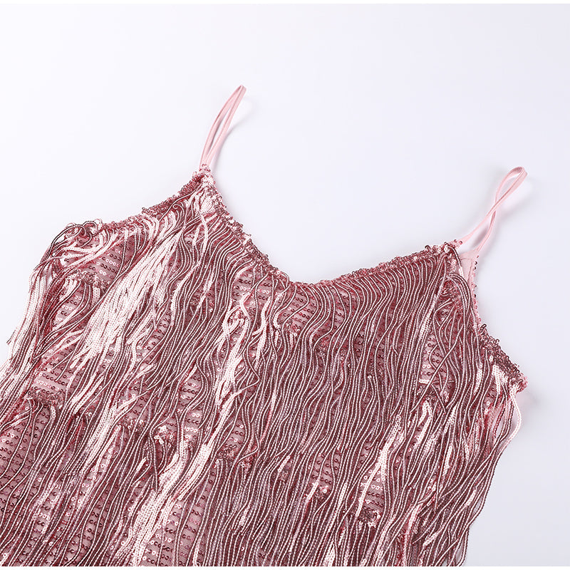 Fringed Sequin Feather Dress