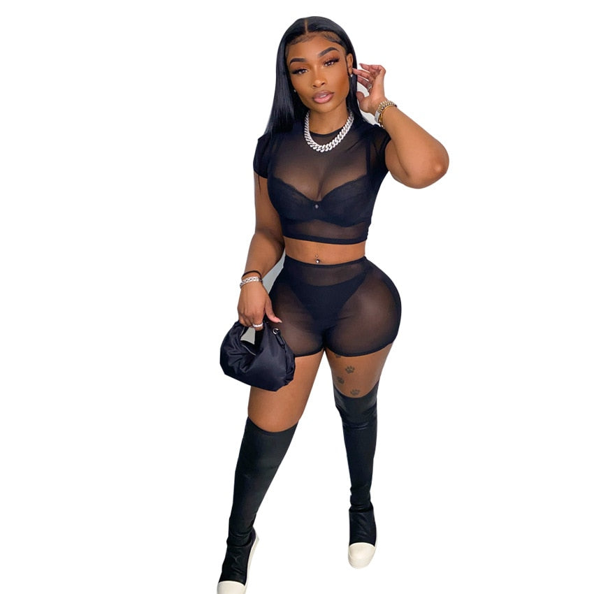 Black Sheer Mesh 2 Pcs Set