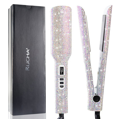 Rhinestone Flat Iron Titanium Hair Straightener 2 Inch Plate