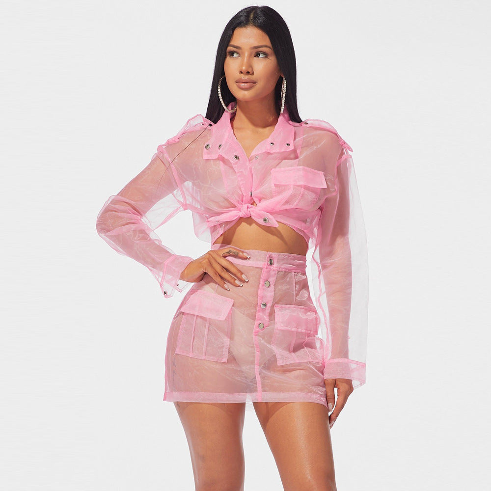 Pink Sheer 2 Pcs Short Set