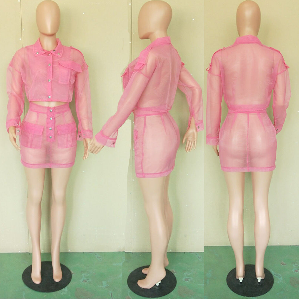 Pink Sheer 2 Pcs Short Set