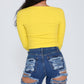 Dark/Light Blue Ripped Jean Shorts