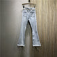 High-Waist Tassel Rhinestone Jeans