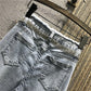 High-Waist Tassel Rhinestone Jeans