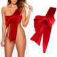 Suede Bowknot Backless Bodysuit