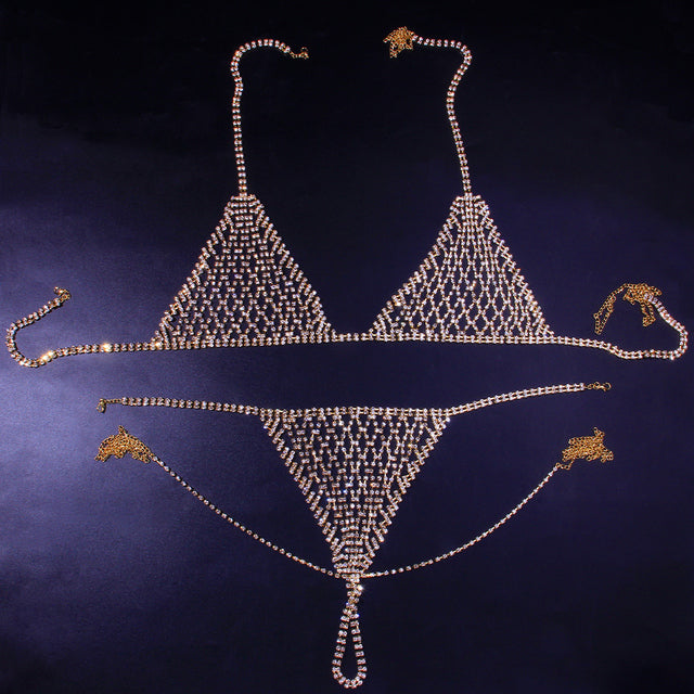 Mesh Crystal Bikini Set