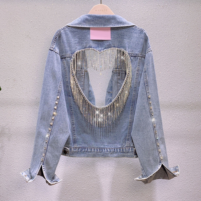 Heavy Industry Rhinestone Heart Denim Jacket