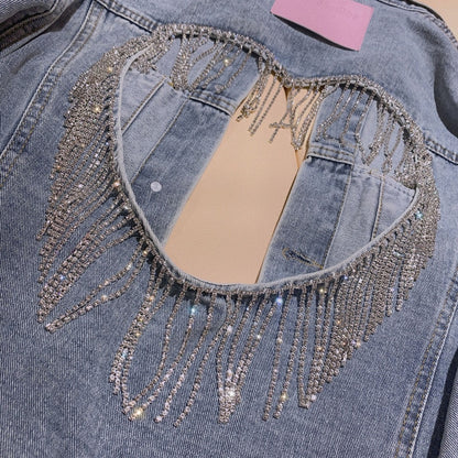 Heavy Industry Rhinestone Heart Denim Jacket