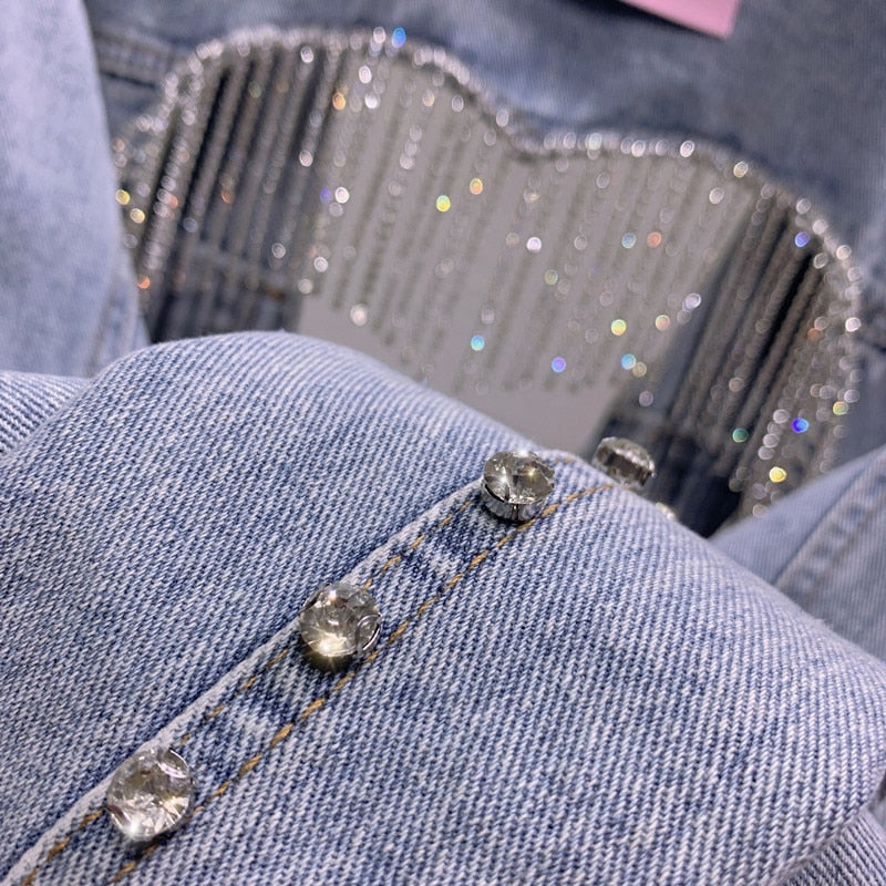 Heavy Industry Rhinestone Heart Denim Jacket