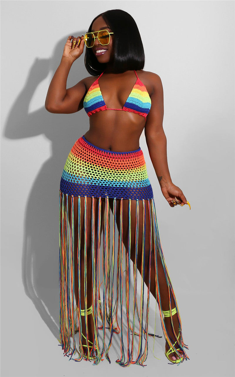 Rainbow Crochet 2 Pcs Cover Up Set