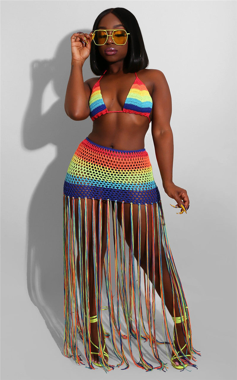 Rainbow Crochet 2 Pcs Cover Up Set