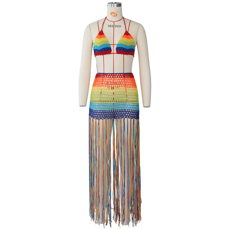 Rainbow Crochet 2 Pcs Cover Up Set