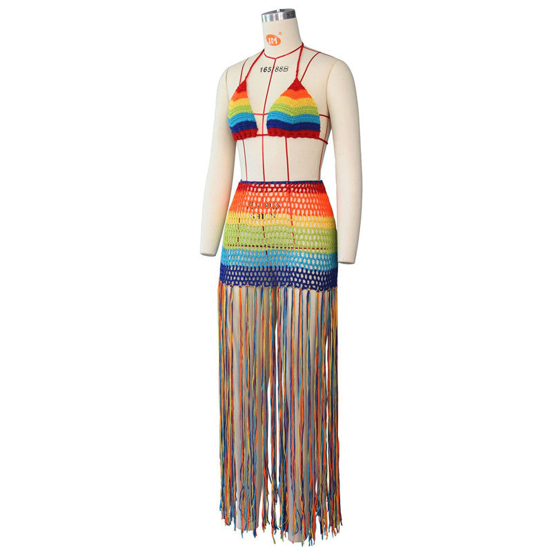 Rainbow Crochet 2 Pcs Cover Up Set