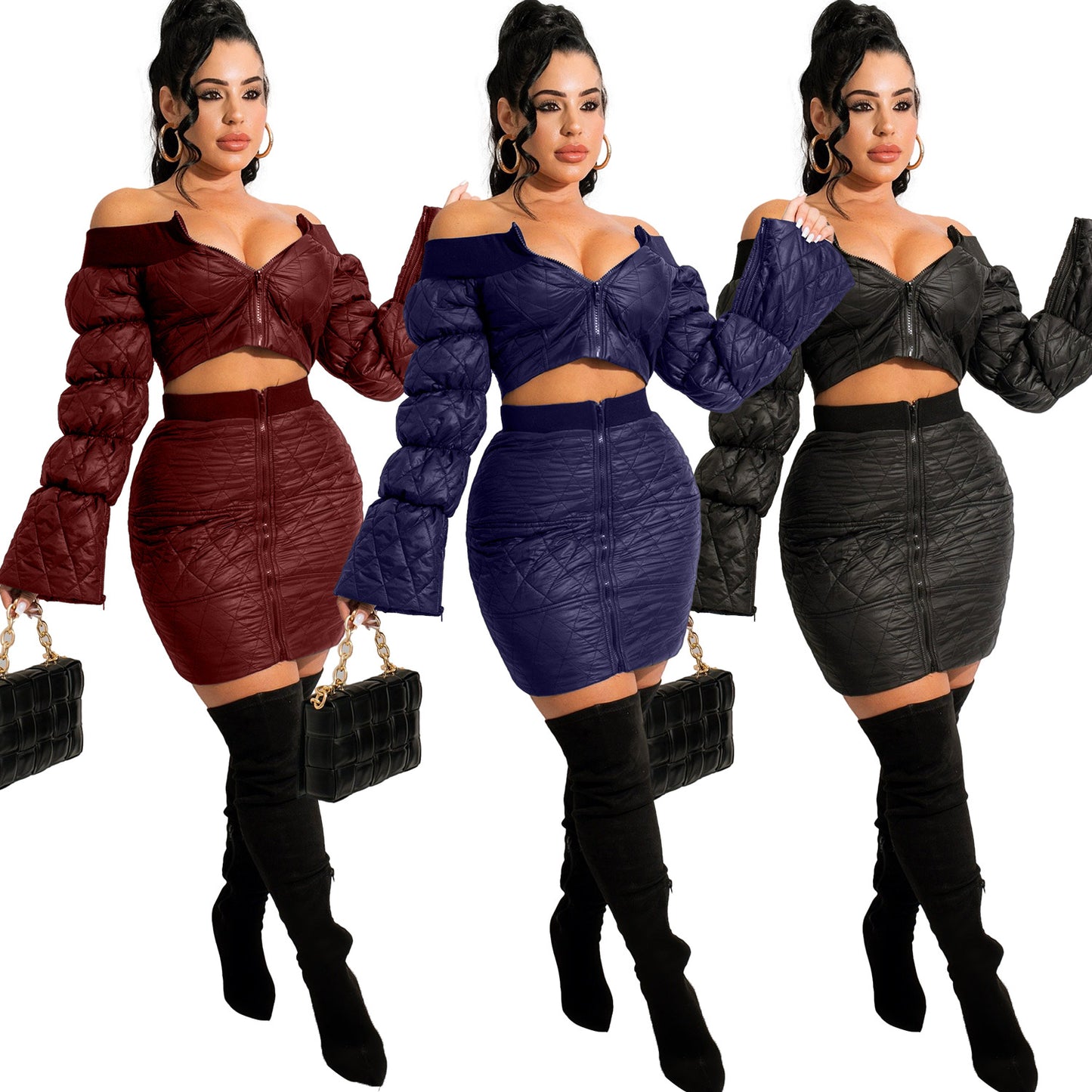 Off Shoulder Bubble Set