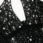 Cross Crystal Mesh Sheer Evening Dress