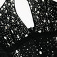 Cross Crystal Mesh Sheer Evening Dress