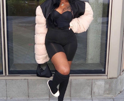 Extra Long Sleeve Cropped Puffer Jacket