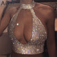 Glittery Cut Out Halter Top