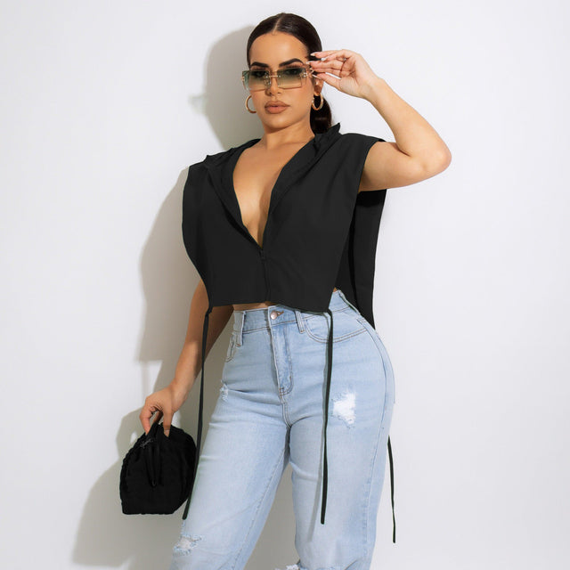 Zip Up Hooded Crop Top